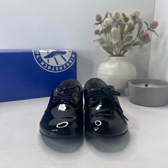 Birkenstock Saunders Patent Leather Clog Black Women 5/Men 3 EU36 NWB Regular - Picture 4 of 10